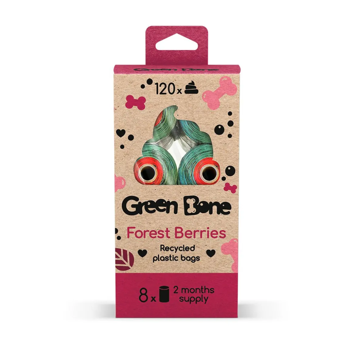 Green Bone poop bag Forest berries