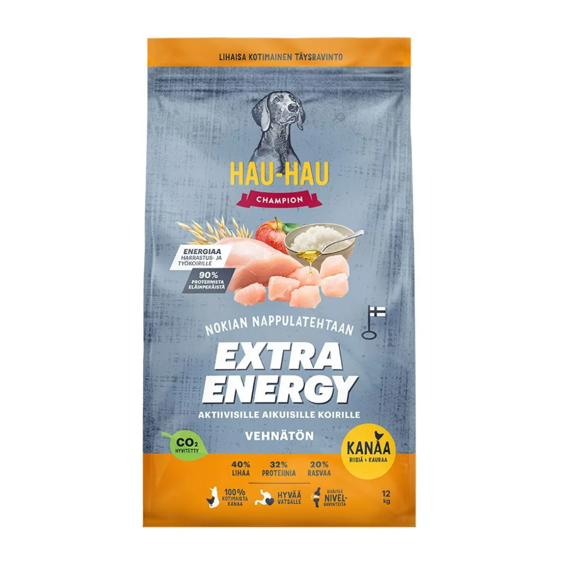 Hau-Hau Champion Extra Energia Kana, riisi ja kaura 12kg