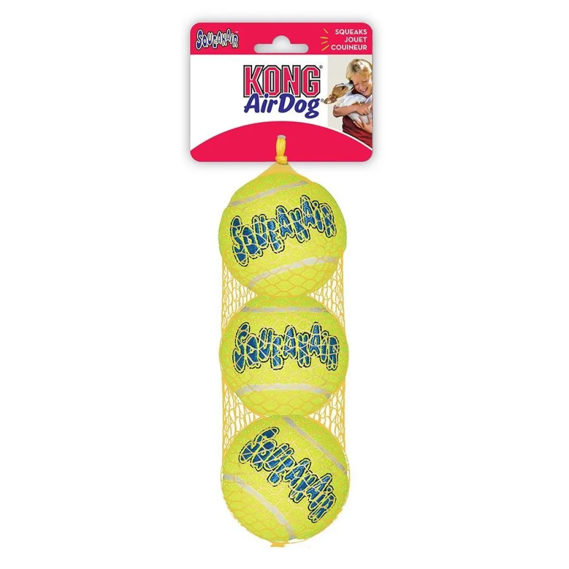 KONG Airdog Squeaker Tennis Ball, 3 kpl
