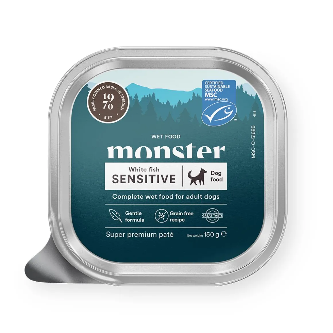 Monster Dog Adult Sensitive White Fish Patee 150 g