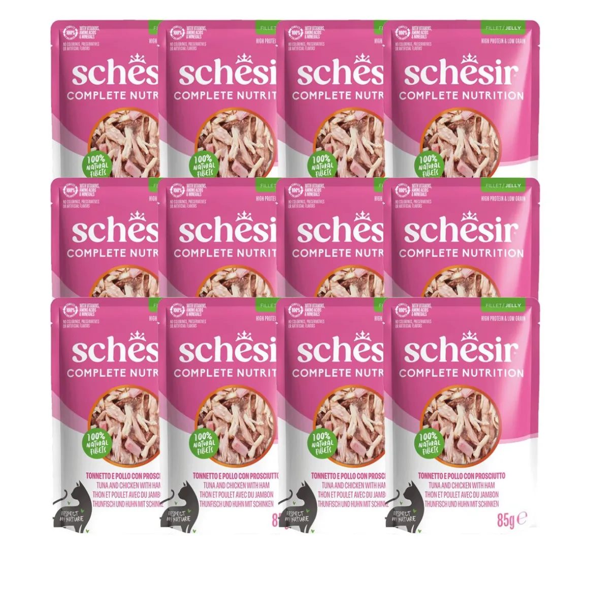 Schesir C&B Tuna chicken ham in Jelly Pouch 85 g